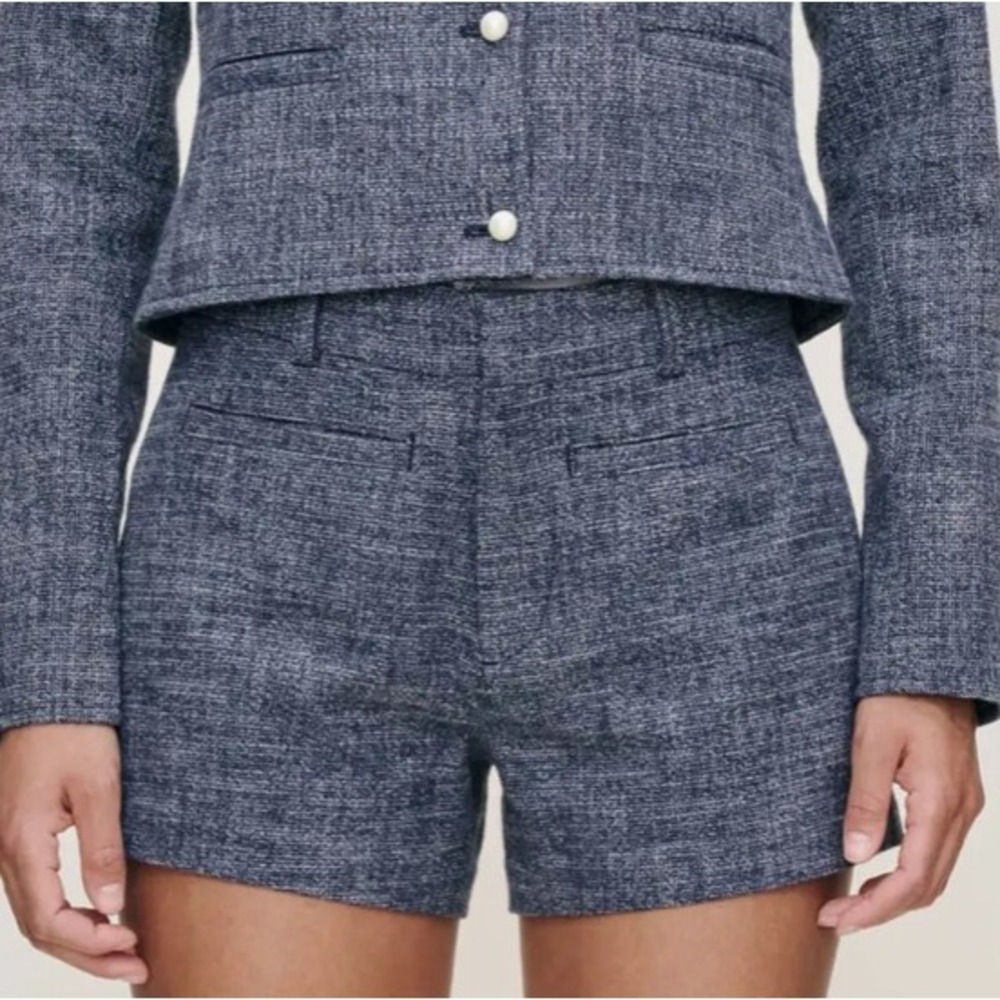DL1961 NWT Zoie Short 3.5 Tweed Navy Blue 27 Quiet Luxury Preppy Old Money